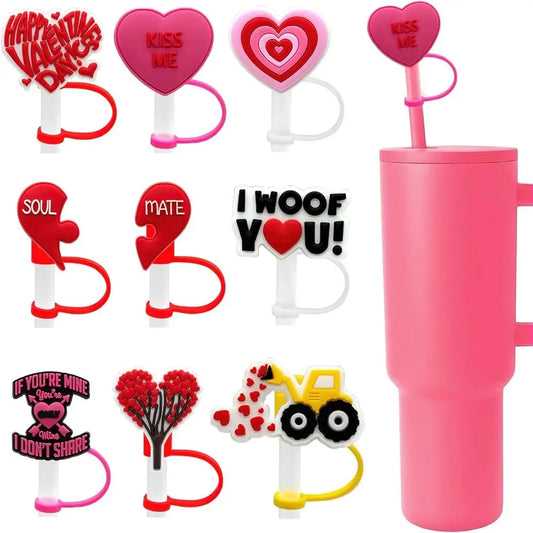 5Pcs Silicone Straw Topper Splash Proof Reusable Straw Tips Lids for 30&40 Oz/Stanleys/Cup Accessories/Bar Valentine's Day